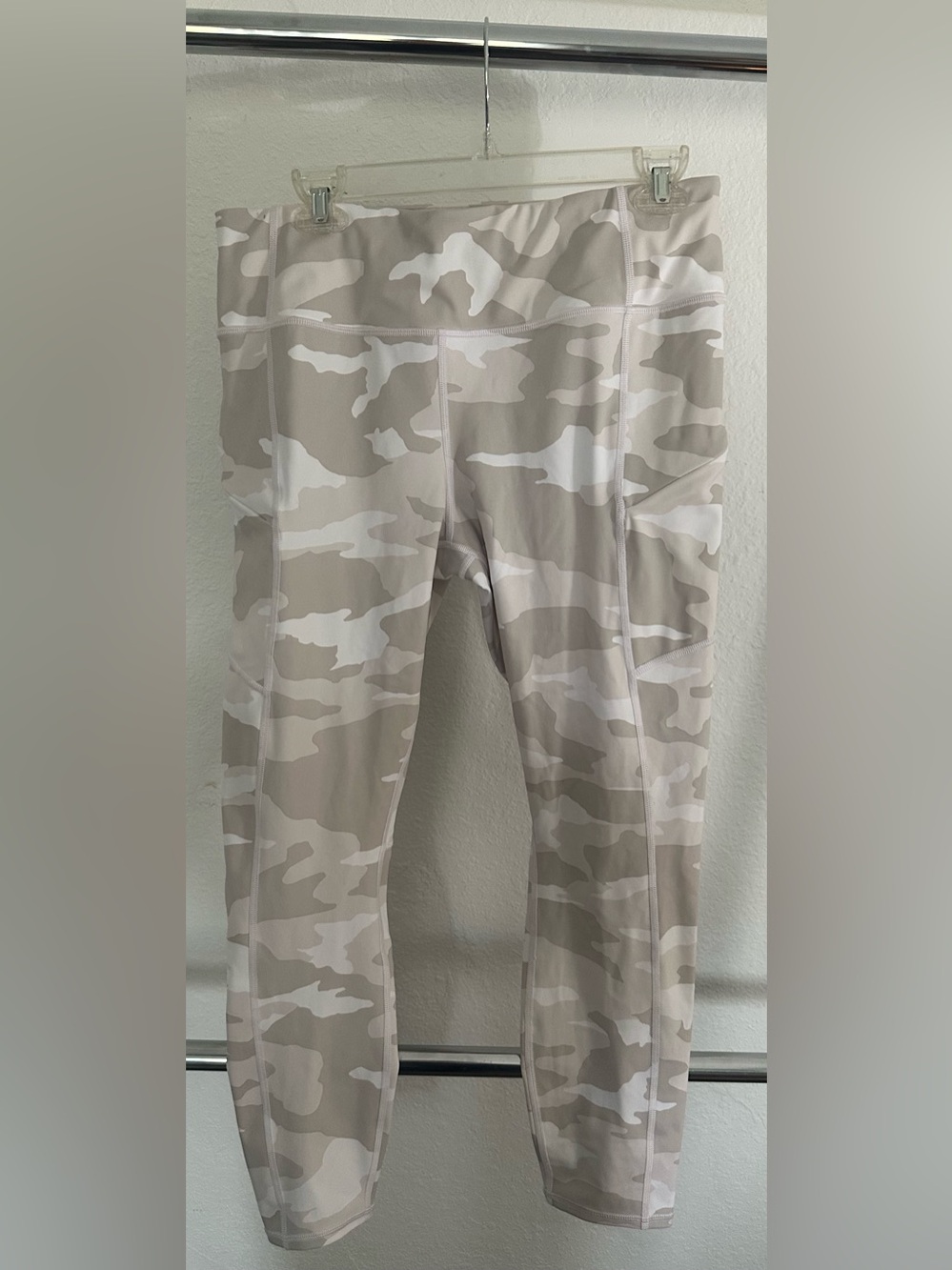 Athleta Beige & White Camo High-Rise Leggings